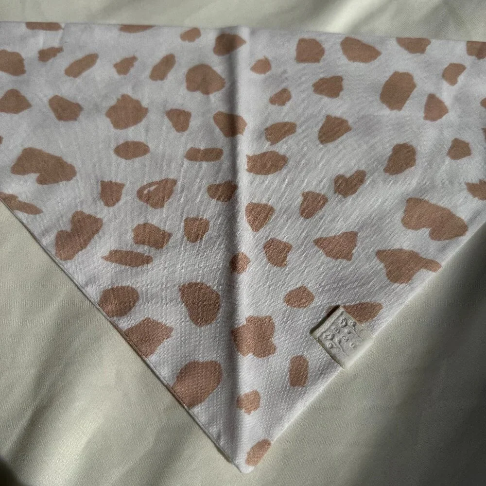 NWT Blush & Fluff Strawberry Cow Print Dog Bandana, White and Pink, Size M